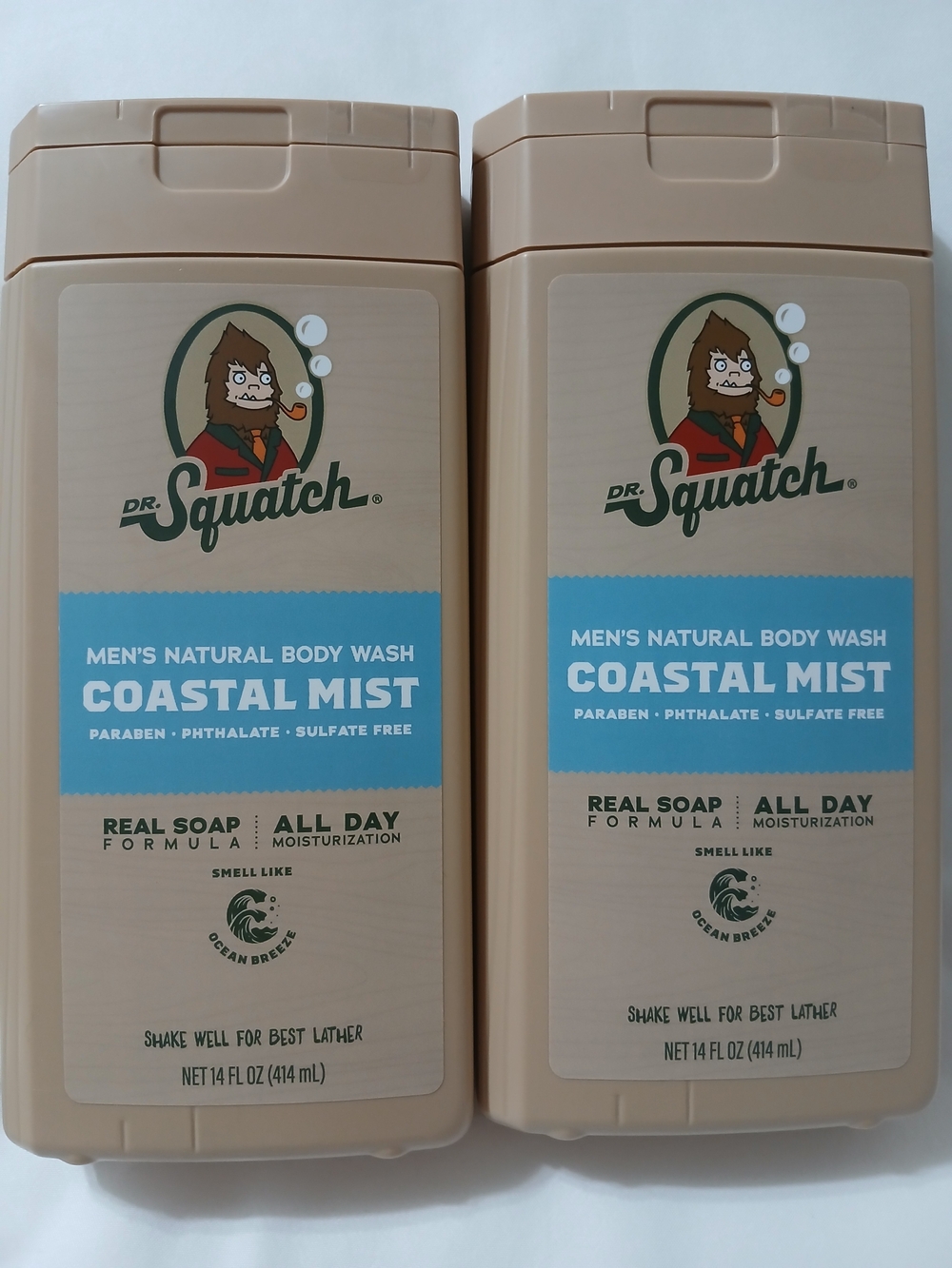 Dr Squatch-Coastal Mist Men's Natural Body Wash - New -Set Of 2.